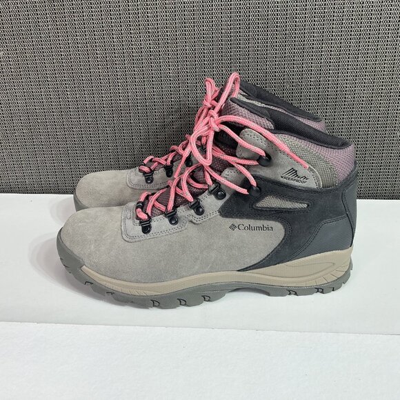 Columbia Womens Newton Ridge Plus Waterproof Hiking Boots Size 11 Grey & Pink - Picture 1 of 6